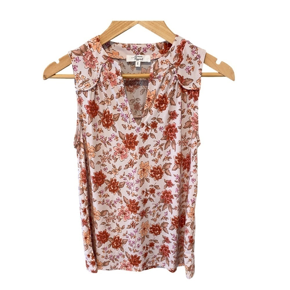 Beacon Apparel Split Neck Floral Blouse NWOT Size XS